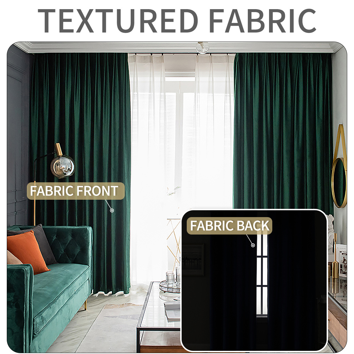 Solid Color Italian Velvet Blackout Curtains, Luxury Sun Protection Curtains for Living Room and Bedroom