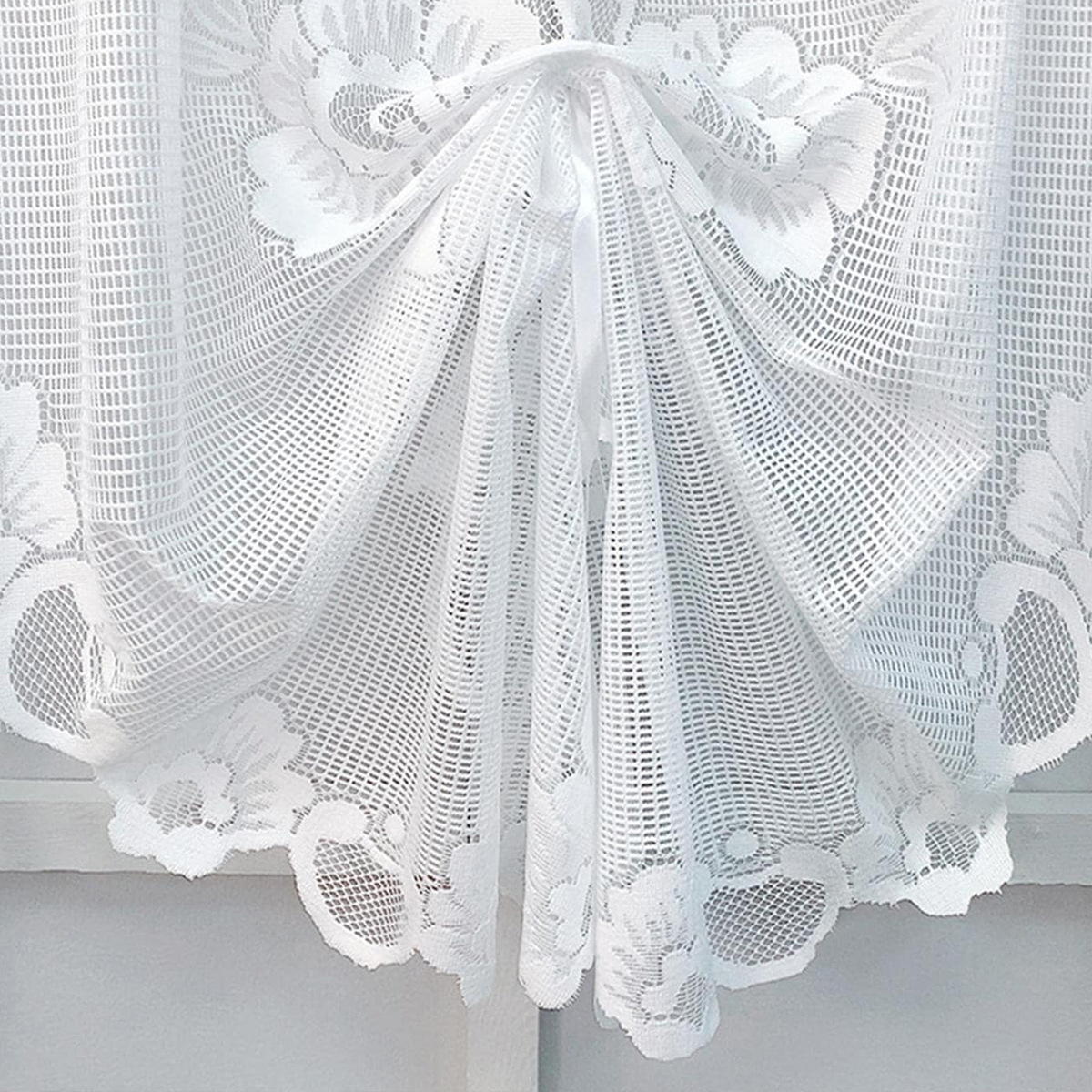 Butterfly Pull Style Curtains, Warp Knitted White Lace Sheer Curtains, Bay Window, Kitchen Partition Door Curtains