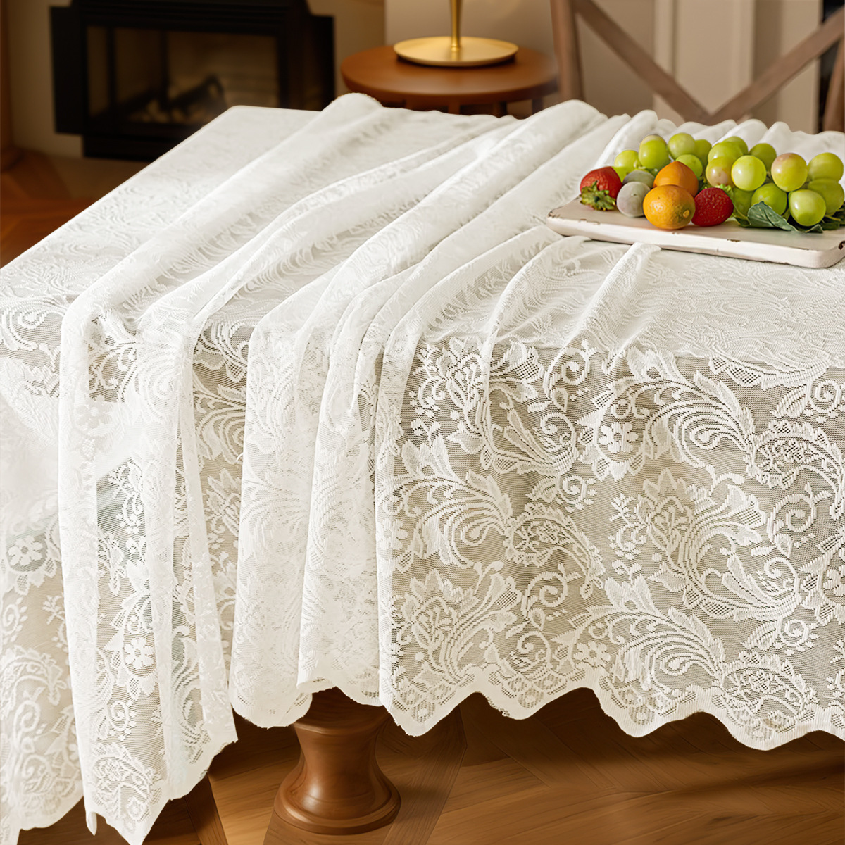 New Warp Knitted Lace Pheasant Flower Tablecloths, Universal Pastoral Style Rectangular Tablecloths, Coffee Table Covers