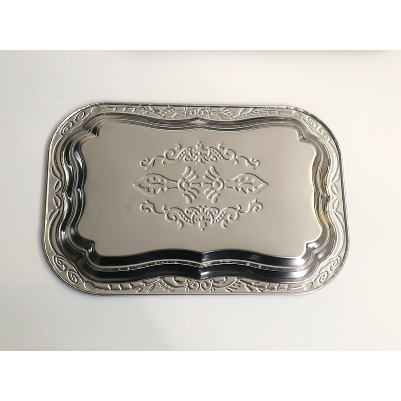 Stainless Steel Rectangular Trays, Embossed Metal Fruit Trays, Relief Storage Trays, Decorative Trays, Dried Fruit Trays, Cake Trays