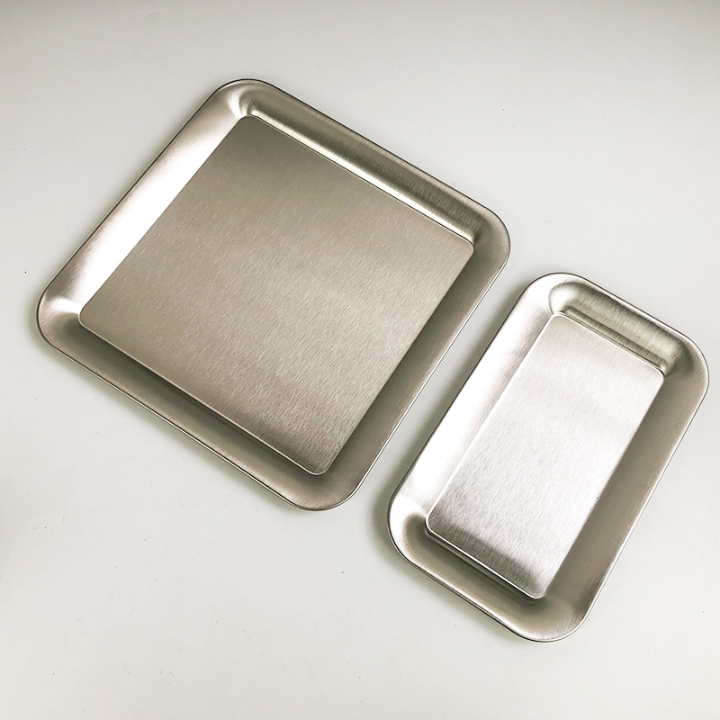 304 Stainless Steel Trays, Bread, Fruit, Cake and Snack Trays, Rectagonal Flat Trays for Cafes and Restaurants