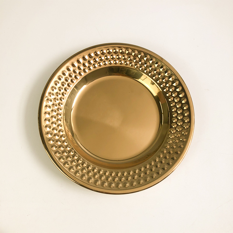 Stainless Steel Plates with Wide Edge Diamond Pattern, Fruit and Dried Fruit Snack Plates, Deepened Steak and Baked Rice Plates, Hot Selling on Amazon