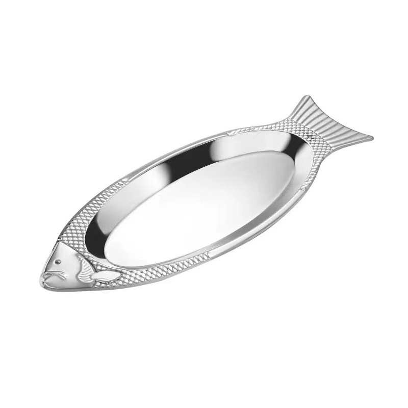 Fish Plates, Stainless Steel Oval Fish Plates, Barbecue Plates, Dinner Plates, Creative Steamed Fish Plates