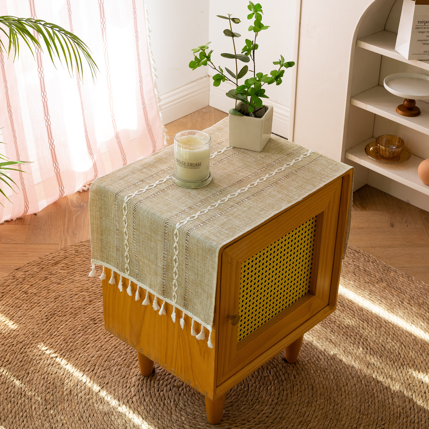 Amazon Mini Small Covers, Small Cabinet and Bedside Table Fabric Tassel Edge Covers