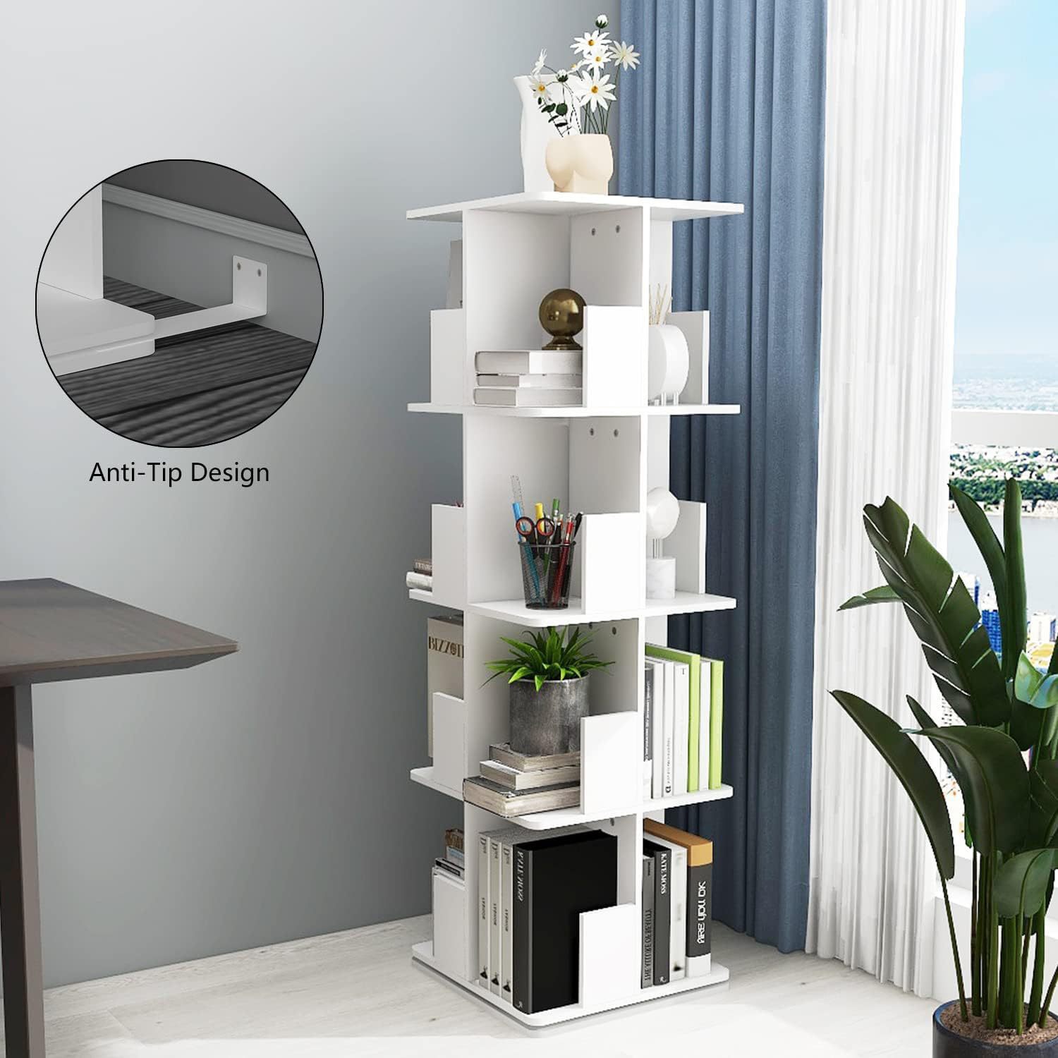 Hot Selling Panel Furniture, European and American Export Bedroom Rotating Cabinets, Small Bookcases