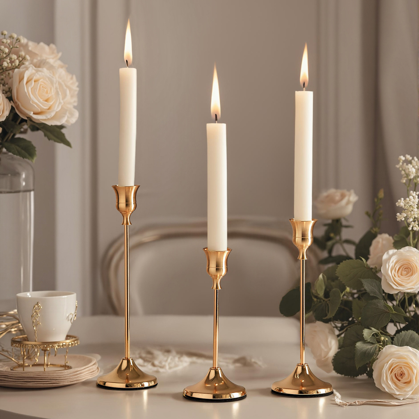 Creative Candle Holders, Iron Electroplated Candle Holders, Metal Ornaments, European Western Food and Wedding Decorations