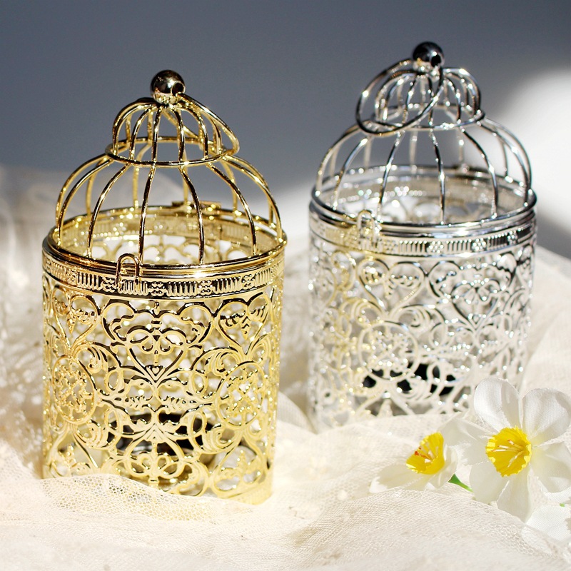 European Iron Electroplated Metal Crafts, Creative Birdcage Candle Holders, Home Ornaments, Wedding Props